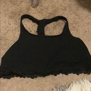 Aerie Black Ribbed Racerback Bralette